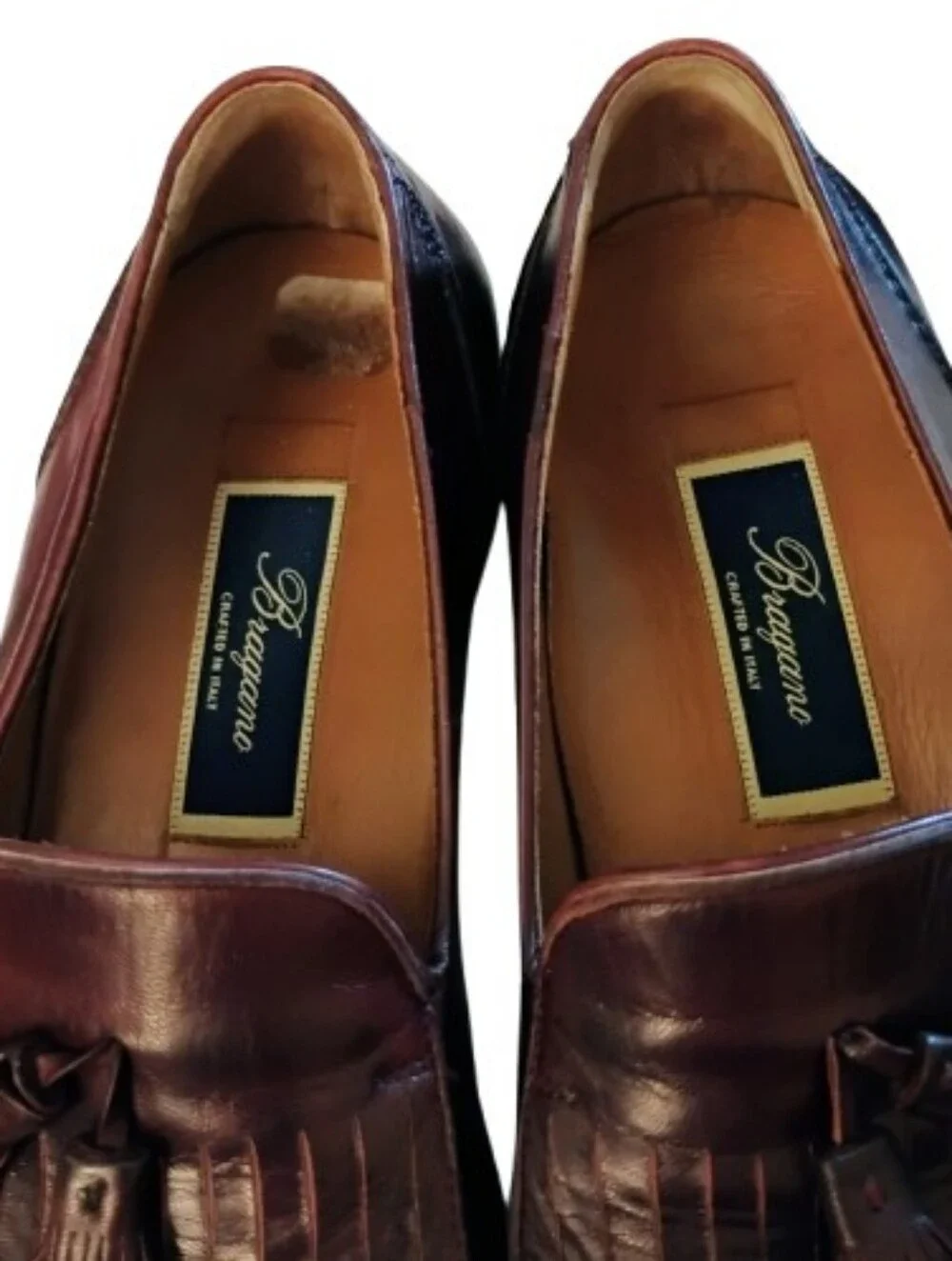 Bragano Italy Tassel Loafers Men's 7M Brown Leather Kiltie Slip On Dress Shoes
